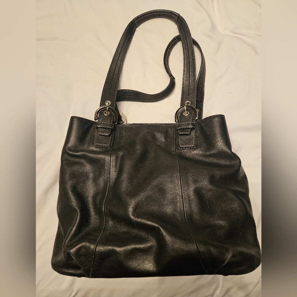 Coach Soho North South Tote in black leather